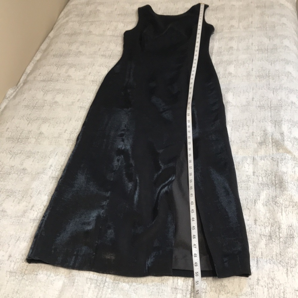 Vintage Black / Charcoal Silver Metallic Maxi Dress; Shimmery; Cutout Back; Sz 2 - Picture 16 of 16